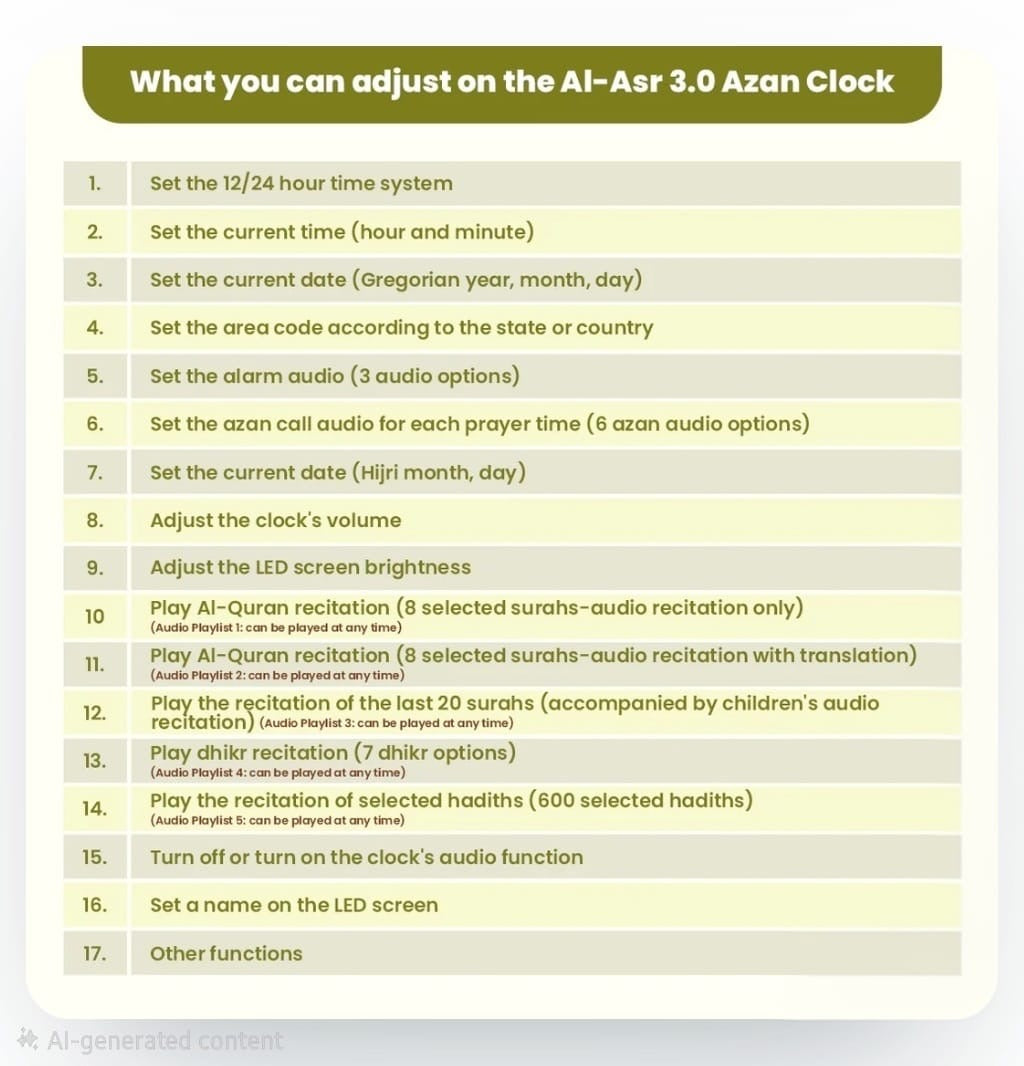 Al -Asr Digital Azan Frame Clock